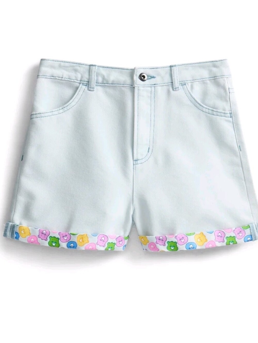 Care Bears Girls Graphic Print Cuff Denim Shorts,